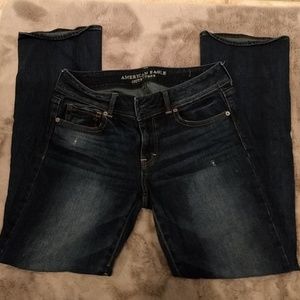 American Eagle Boot Cut Distressed Dark Jeans
